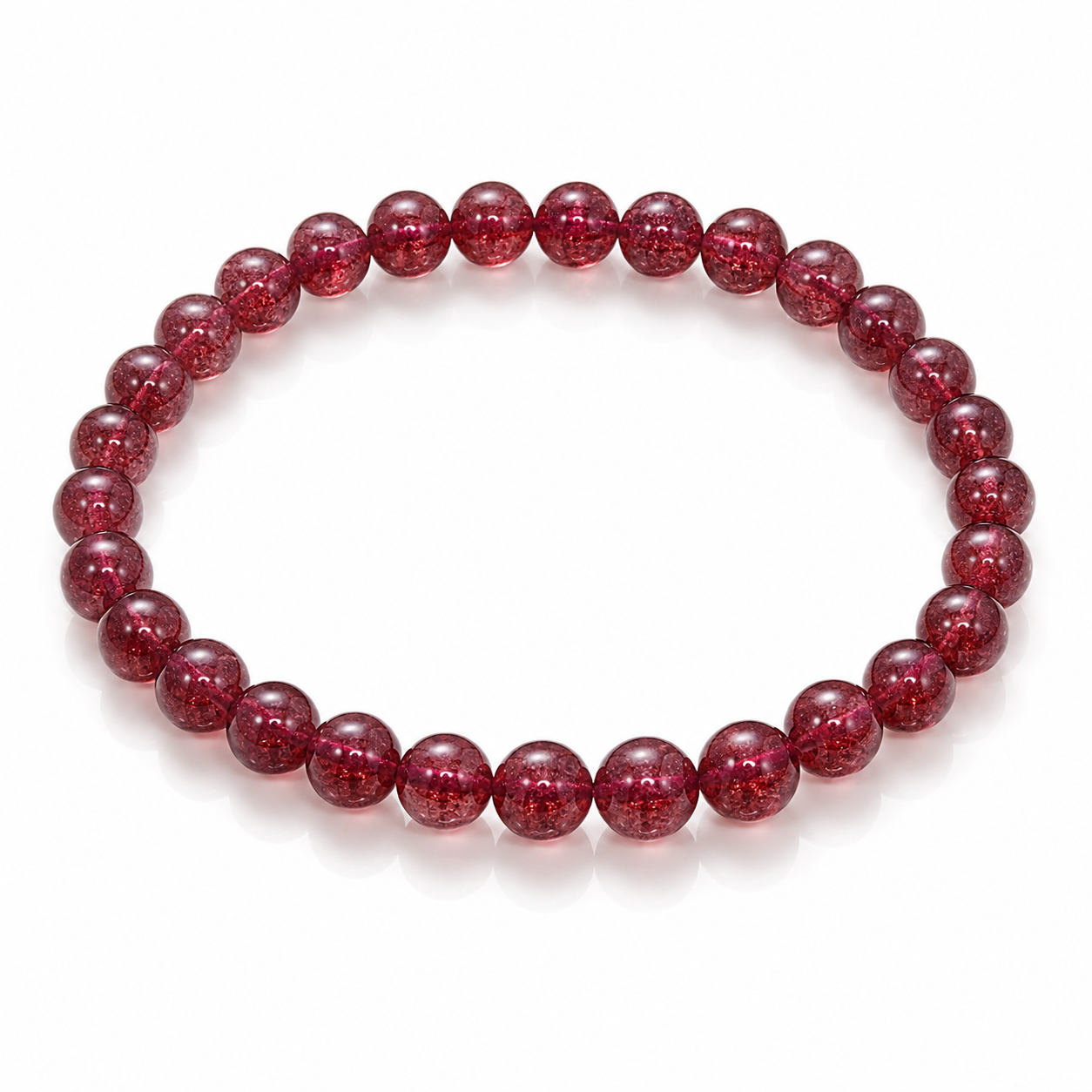 Starlight Strawberry Crystal Smooth Beads Bracelet 8mm