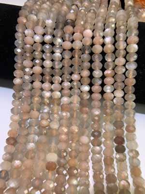 Colorful moonstone abacus faceted beads (4-6mm) semi-finished long chain 39cm.
