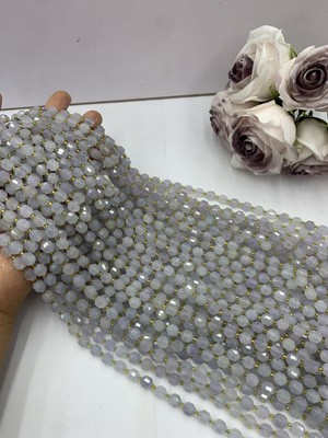 Aquamarine lulutong 8mm, 38cm long chain.