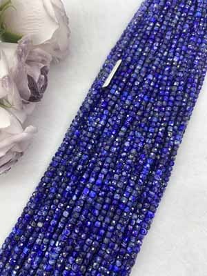 Lapis Lazuli Cube Beads 4×4mm Long Chain 38cm