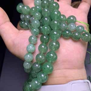 Vibrant Green Strawberry Quartz (9–10–11mm) Green Strawberry Semi-finished Long Chain 39cm