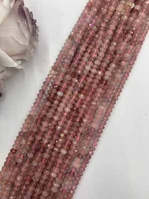 Strawberry quartz abacus beads 4x6mm, long chain 38cm.