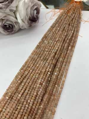 Orange moonstone abacus beads 3x4mm, long chain 38cm.