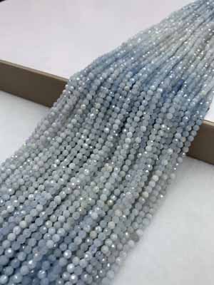Aquamarine gradient faceted 3mm, long chain 38cm.