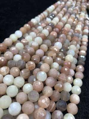 Colorful moonstone 128 facets 10mm semi-finished long chain 38cm
