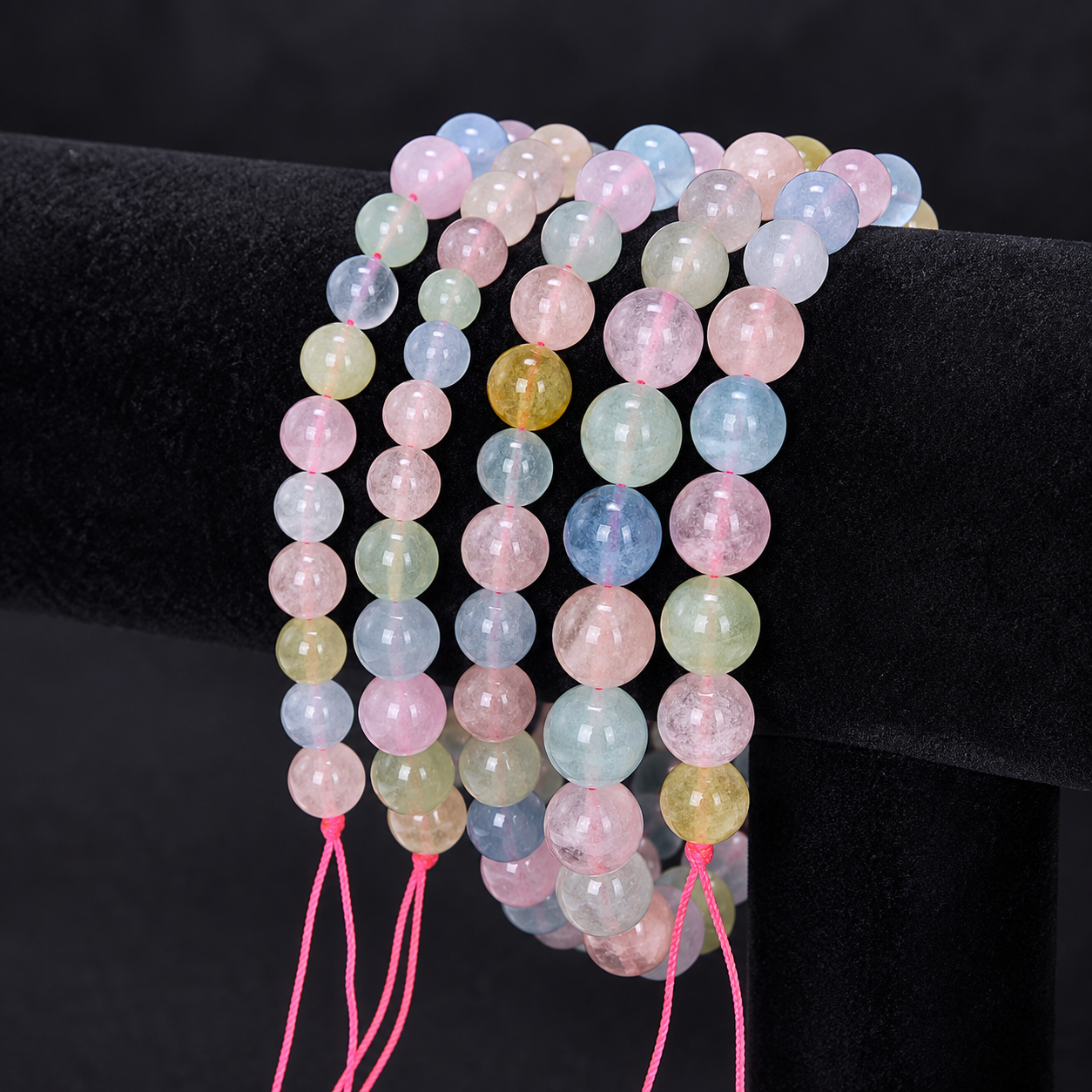 Semi-finished long strand of morganite beads (8-10-12mm), 39cm in length