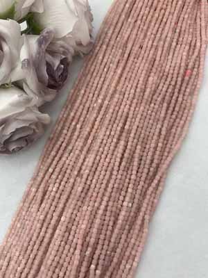 Pink opal sugar cube 3x3mm, long chain 38cm.