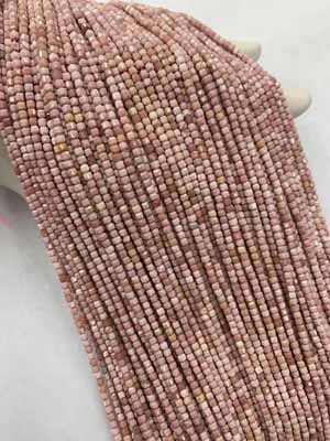 Pink opal sugar cube 2x2mm, long chain 38cm.