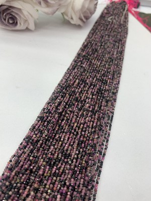 Ruby abacus beads 1x2mm, long chain 38cm.