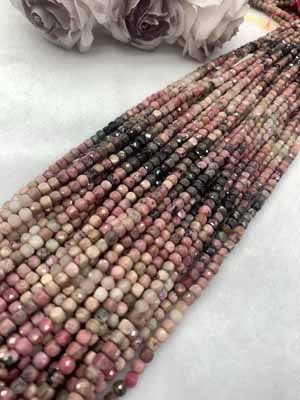 Rose Quartz Gradient Sugar Cube Beads 4×4mm, 38cm Long Strand