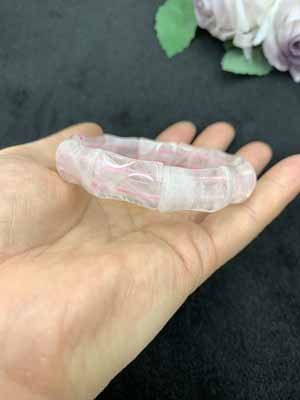 Rose quartz slab bracelet.