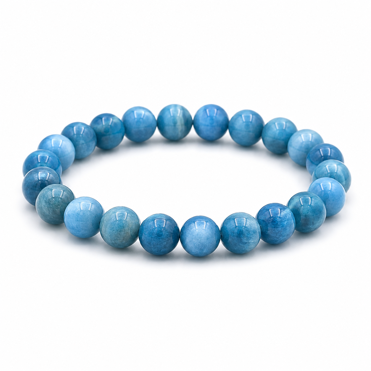 Blue Apatite 8mm Round Bead Bracelet
