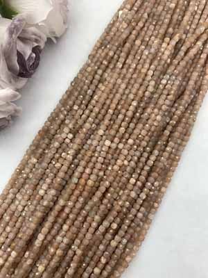 Colorful moonstone sugar cube 4x4mm, long chain 38cm