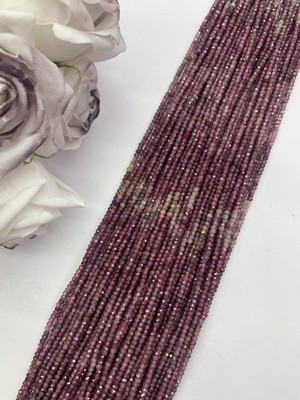 Ruby gradient abacus beads 2x3mm, long chain 38cm.