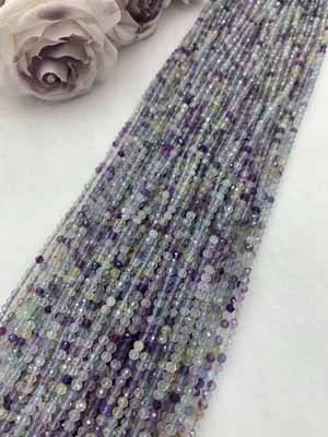 Colorful luster small faceted 2mm, 3mm, 4mm, long chain 38cm