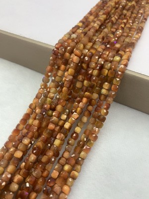 Red tiger's eye sugar cube 4x4mm, long chain 38cm.