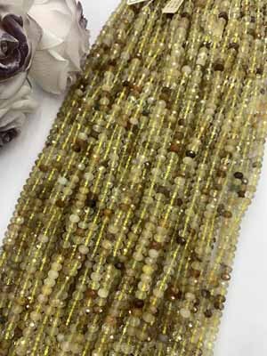 Colored hair crystal abacus beads 4x6mm, long chain 38cm