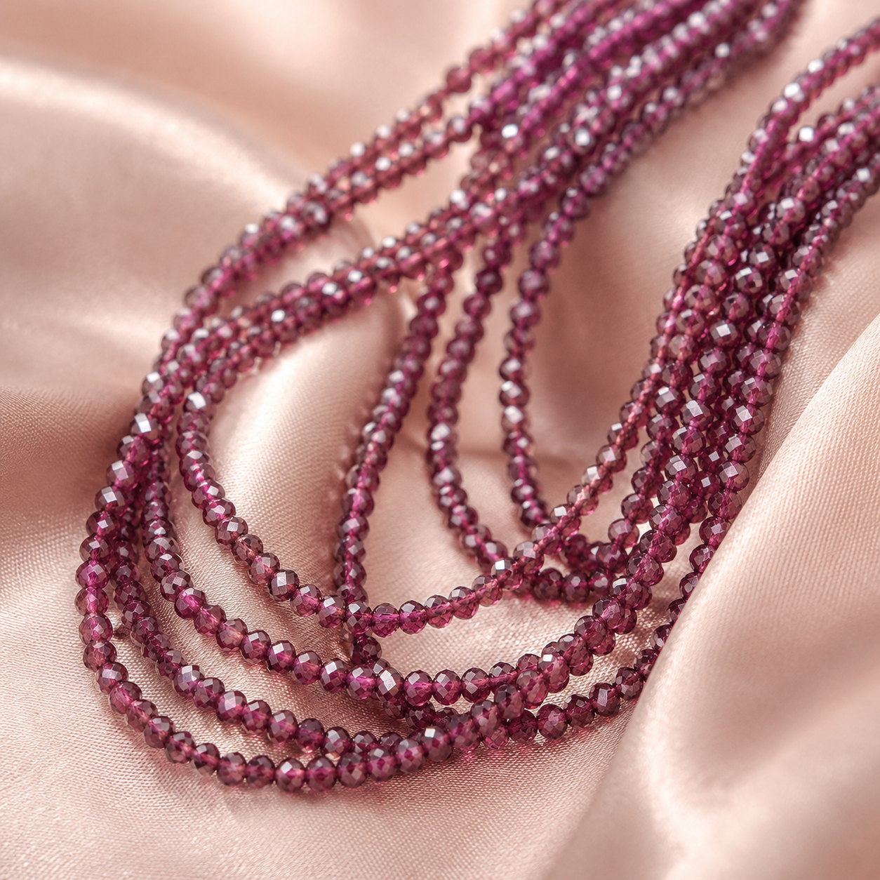 Purple Garnet Faceted Cut (Spec: 2-3mm), Semi-Finished Long Chain 39cm