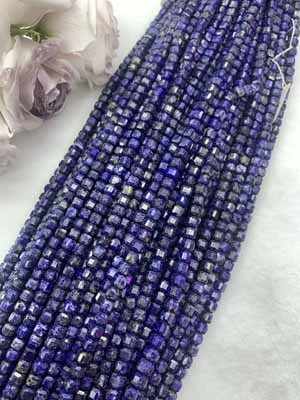 Lapis Lazuli Cube Beads 6×6mm Long Chain 38cm