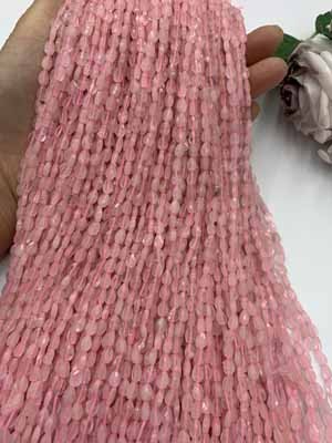 Rose quartz teardrop 4x6mm, 38cm long chain.