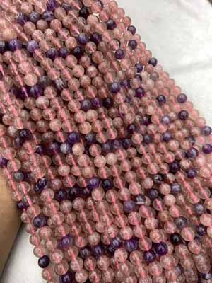 Super Seven glossy beads 4mm, 6mm, 8mm, 10mm, semi-finished long chain 38cm.