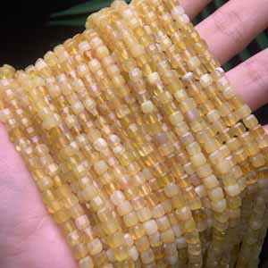 Yellow opal sugar cube (4mm) semi-finished long chain 39cm.