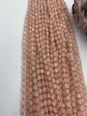 Rose quartz lulutong 6mm, 38cm long chain.