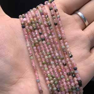 Colorful tourmaline diamond cut long chain (3mm) semi-finished. 39cm