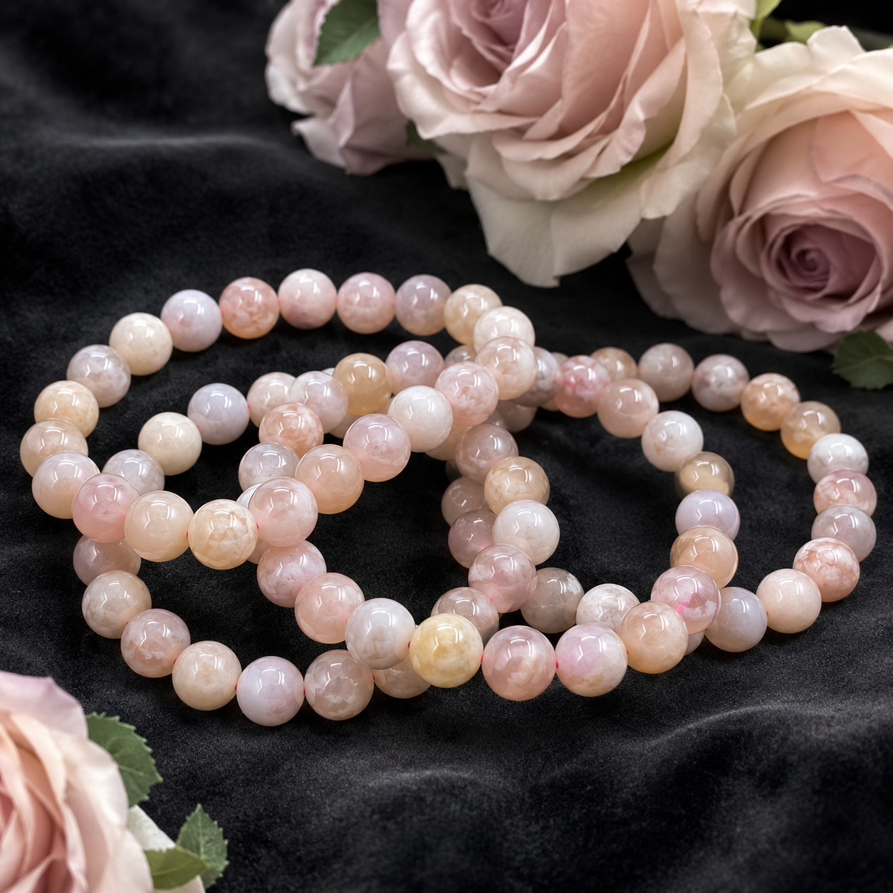 Sakura Agate Bracelet, 10mm