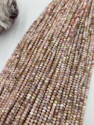 Pink opal abacus beads 4x6mm, long chain 38cm.