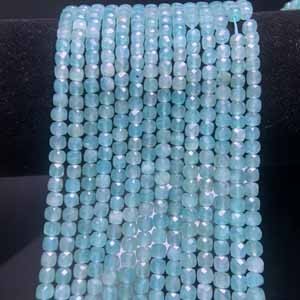 High-quality amazonite sugar cube faceted (4x4mm) semi-finished long chain 39cm.