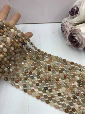 Colorful moonstone lulutong 8mm, 38cm long chain.