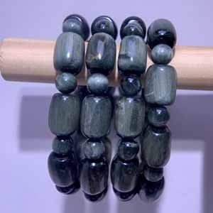 Actinolite Barrel Beads (13mm + Actinolite Spacer Beads 10mm) Single Loop Bracelet