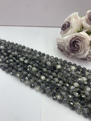 Black hair crystal lulutong 10mm, 38cm long chain.