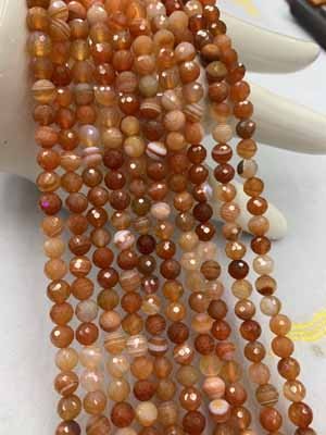 Persian Gulf agate 128 facets 6mm, 8mm, semi-finished long chain 38cm