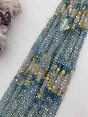 Clear Aquamarine Gradient Sugar Beads 4×4mm, Long Chain 38cm