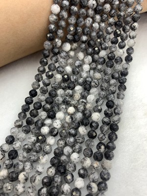 Black hair crystal faceted 5mm, semi-finished long chain 38cm.