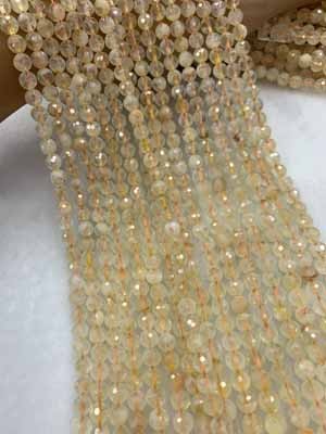 浅色黄水晶128切面半成品长链38cm