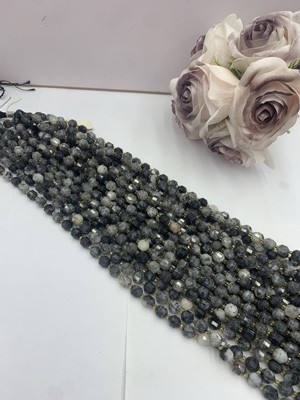 Black hair crystal lulutong 8mm, 38cm long chain.