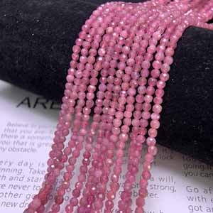 Pink tourmaline diamond cut (3mm) semi-finished long chain 39cm.