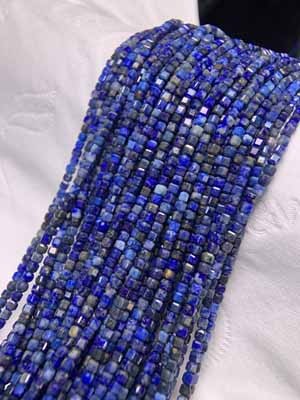 Lapis lazuli sugar cube (2mm+) semi-finished long chain 39cm.