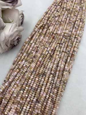 Pink opal abacus beads 3x5mm, long chain 38cm.