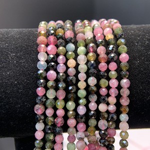 Brown sugar colorful tourmaline diamond cut long chain (4mm) semi-finished. 39cm