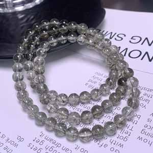 High-ice multi-hair tourmaline green hair crystal multi-wrap (6-6+mm).