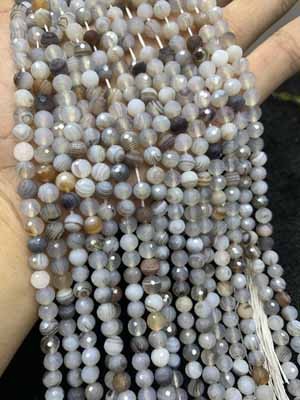 Persian Gulf agate 128 facets 6mm, semi-finished long chain 38cm