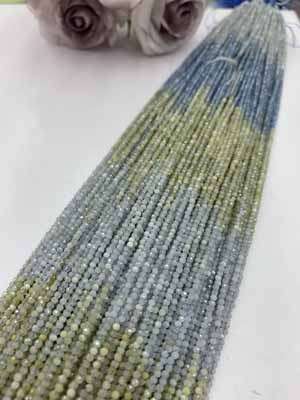 Aquamarine gradient faceted 2mm, long chain 38cm.