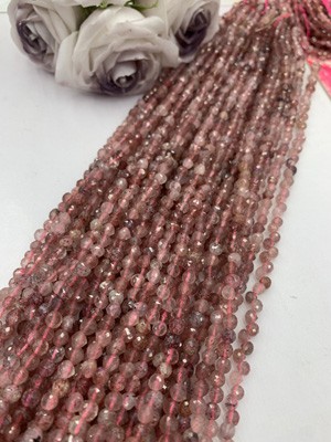 Red strawberry teardrop 6mm, long chain 38cm.