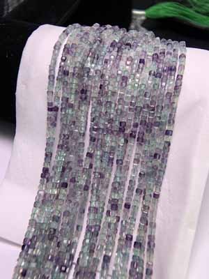 High-quality fluorite sugar cube (2.5mm) semi-finished long chain 39cm.