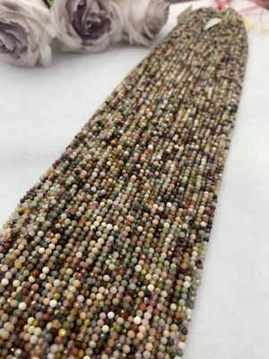 Alashan Agate Micro Faceted Beads 2mm, 3mm, 4mm, 38cm Long Chain