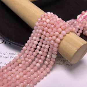 Pink opal diamond cut long chain (4mm) semi-finished. 39cm